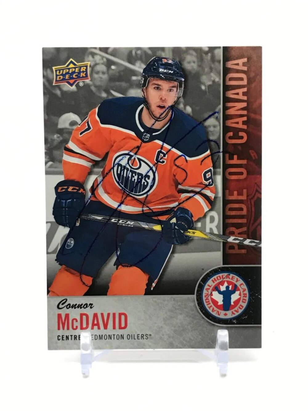 CONNOR MCDAVID SIGNED UPPER DECK CARD NO. CAN-9 (2018)